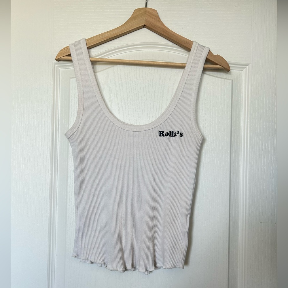 Rolla’s women’s white fitted tank top, size medium.